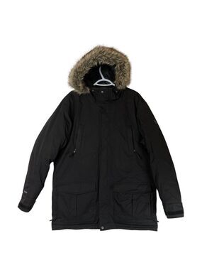 Eastern Mountains Sports Black Puffer Jacket With Faux Fur Lined Hood Large